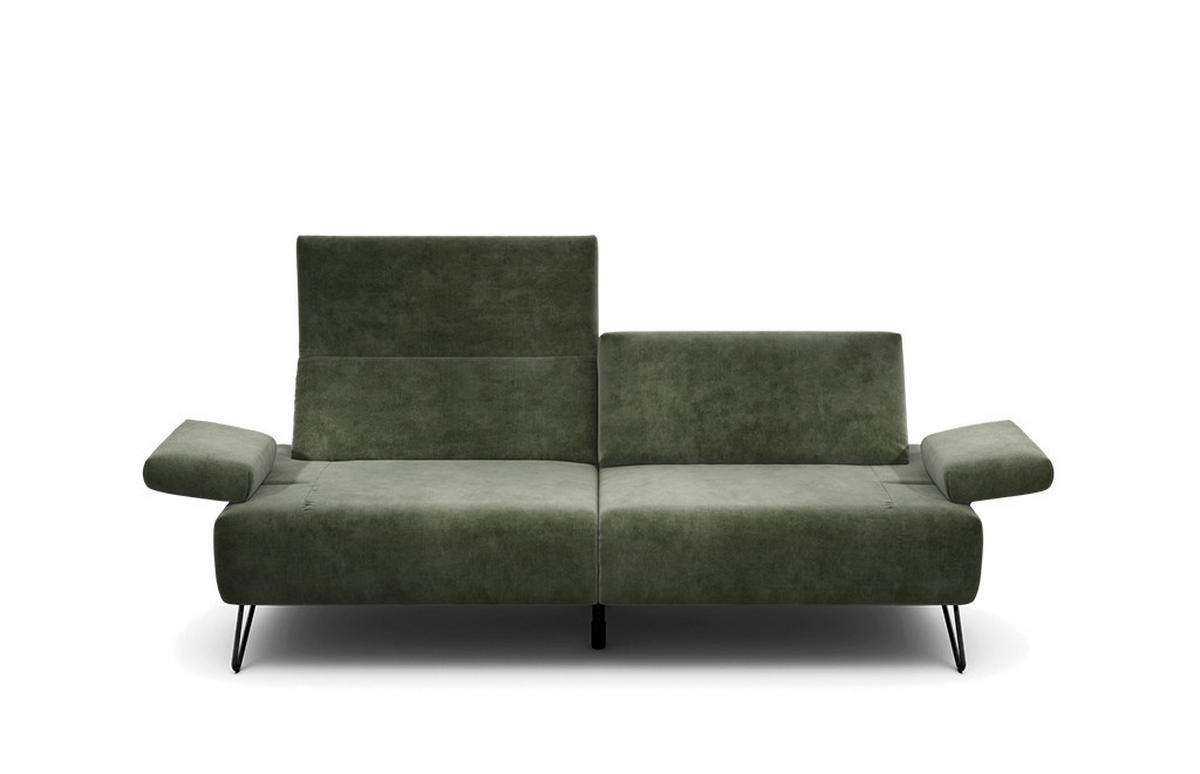 2,5-SITZER Samt Waldgrün  - Waldgrün/Schwarz, Design, Textil/Metall (204-234/85/86-94cm) - SENSOO