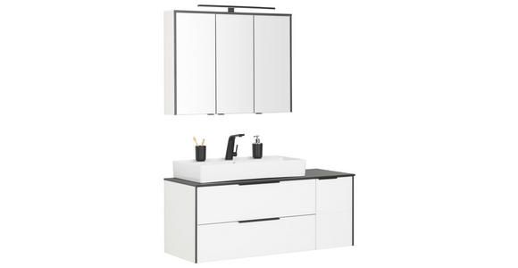 BADEZIMMER  in 122,4 cm  - Weiß Hochglanz/Schwarz, Basics, Glas/Keramik (122,4cm) - Voleo