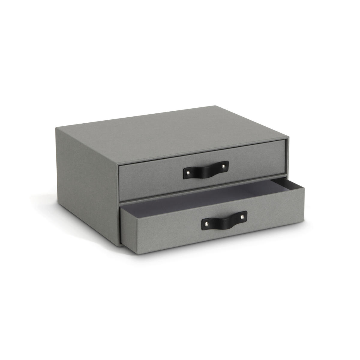 SCHUBLADENBOX    25.5/33.5/14.5 cm  - Grau, Basics, Karton/Leder (25.5/33.5/14.5cm)