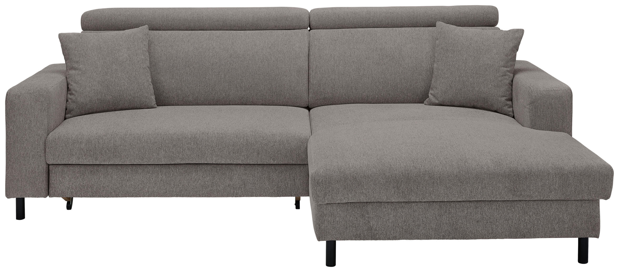 ECKSOFA Dunkelgrau Flachgewebe  - Dunkelgrau/Schwarz, Design, Textil/Metall (262/166cm) - Xora