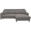 ECKSOFA Dunkelgrau Flachgewebe  - Dunkelgrau/Schwarz, Design, Textil/Metall (262/166cm) - Xora
