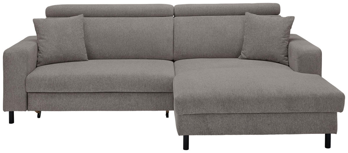 ECKSOFA Ottomane rechts, Eckteil  Dunkelgrau Flachgewebe  - Dunkelgrau/Schwarz, Design, Textil/Metall (262/166cm) - Xora