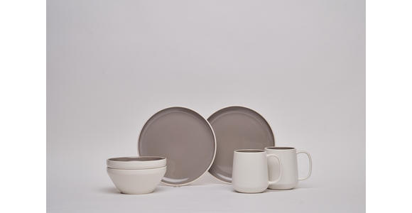 FRÜHSTÜCKSSERVICE Taupe LEVANTO 6-teilig 2 Personen  - Taupe, Design, Keramik - Novel