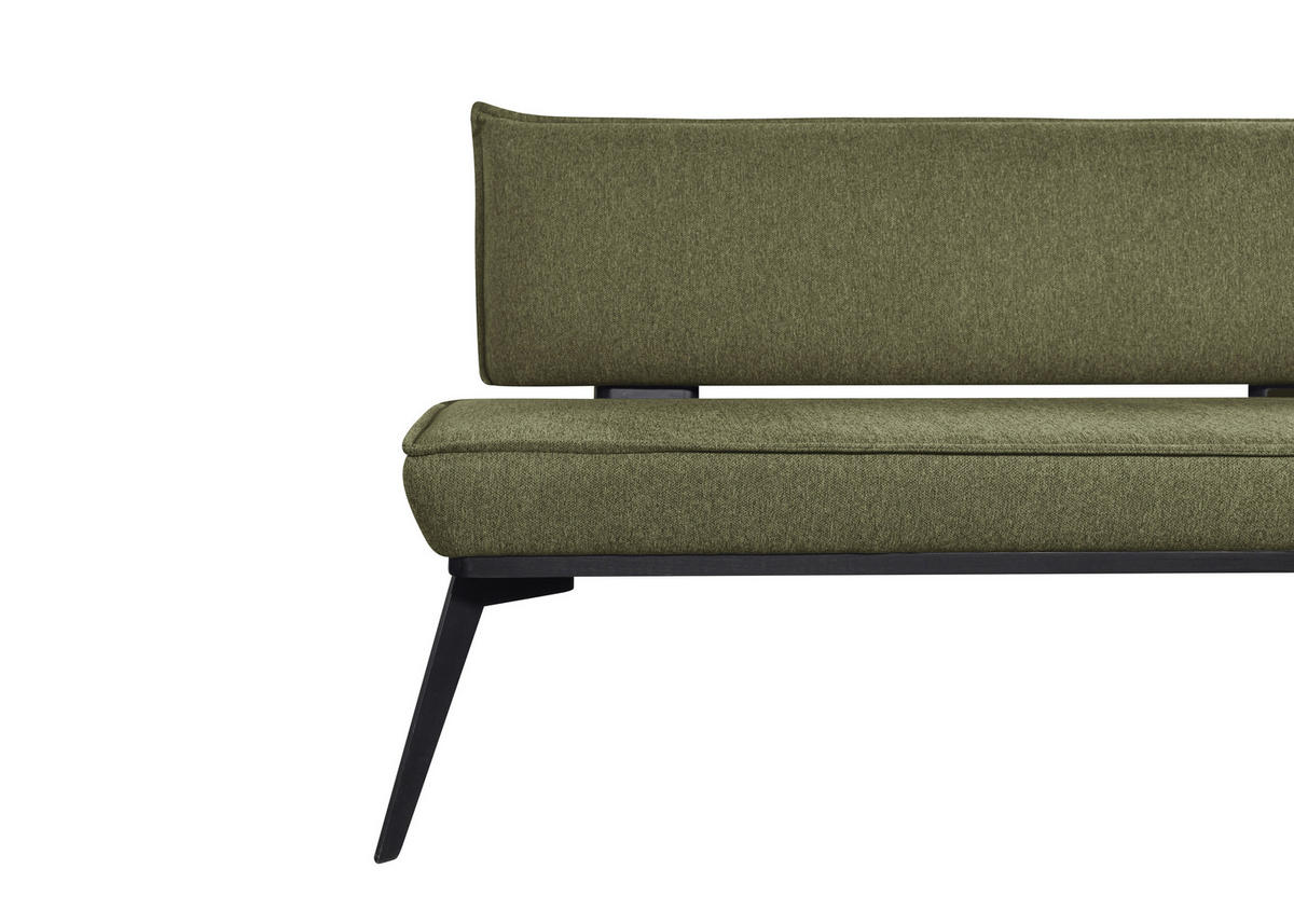 ECKBANK 195/165 cm Webstoff Schwarz, Olivgrün Buche massiv   - Schwarz/Olivgrün, Basics, Holz/Textil (195/165cm) - Carryhome