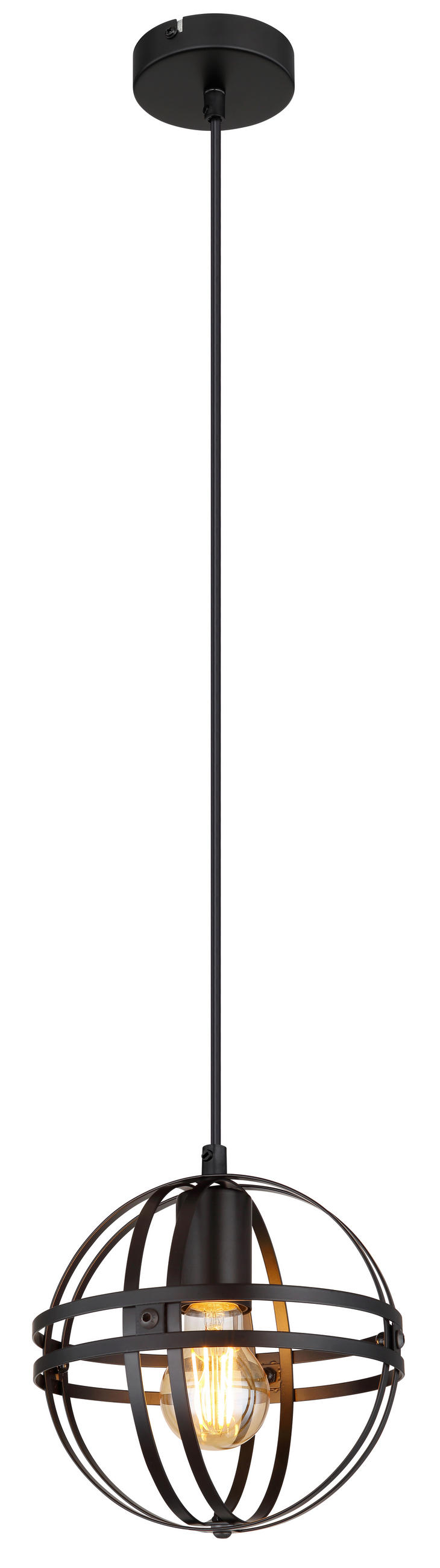 HÄNGELEUCHTE 20/120 cm    - Schwarz, Konventionell, Metall (20/120cm) - Globo
