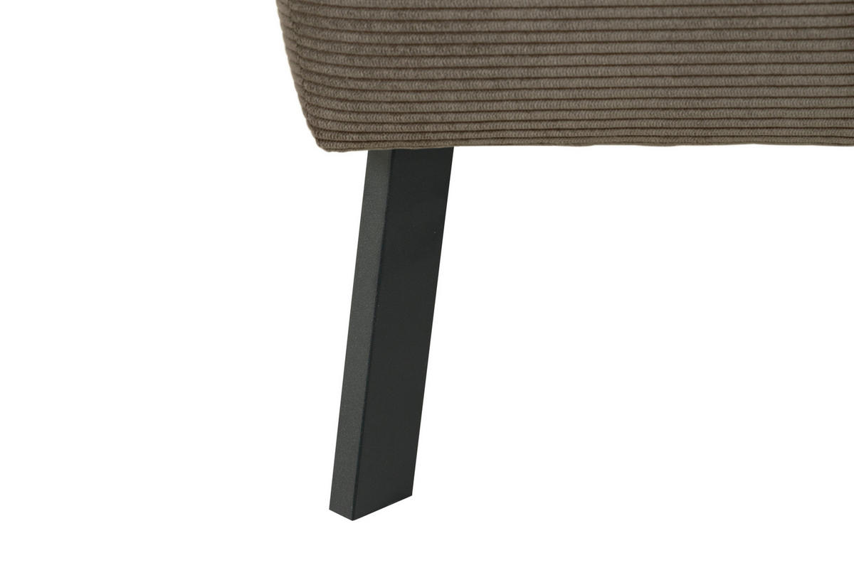 ECKSOFA in Feincord Graubraun  280/205 cm  - Graubraun/Schwarz, Design, Textil/Metall (280/205cm) - Xora