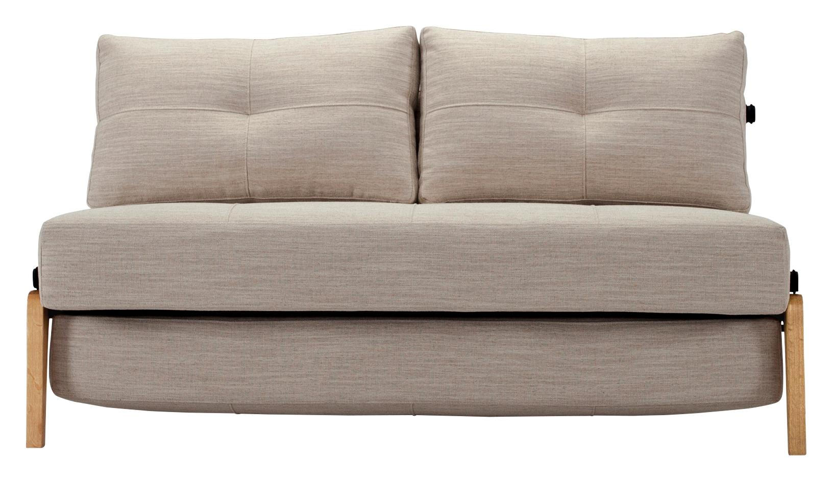 Schlafsofa in Holz, Metall, Textil Sandfarben