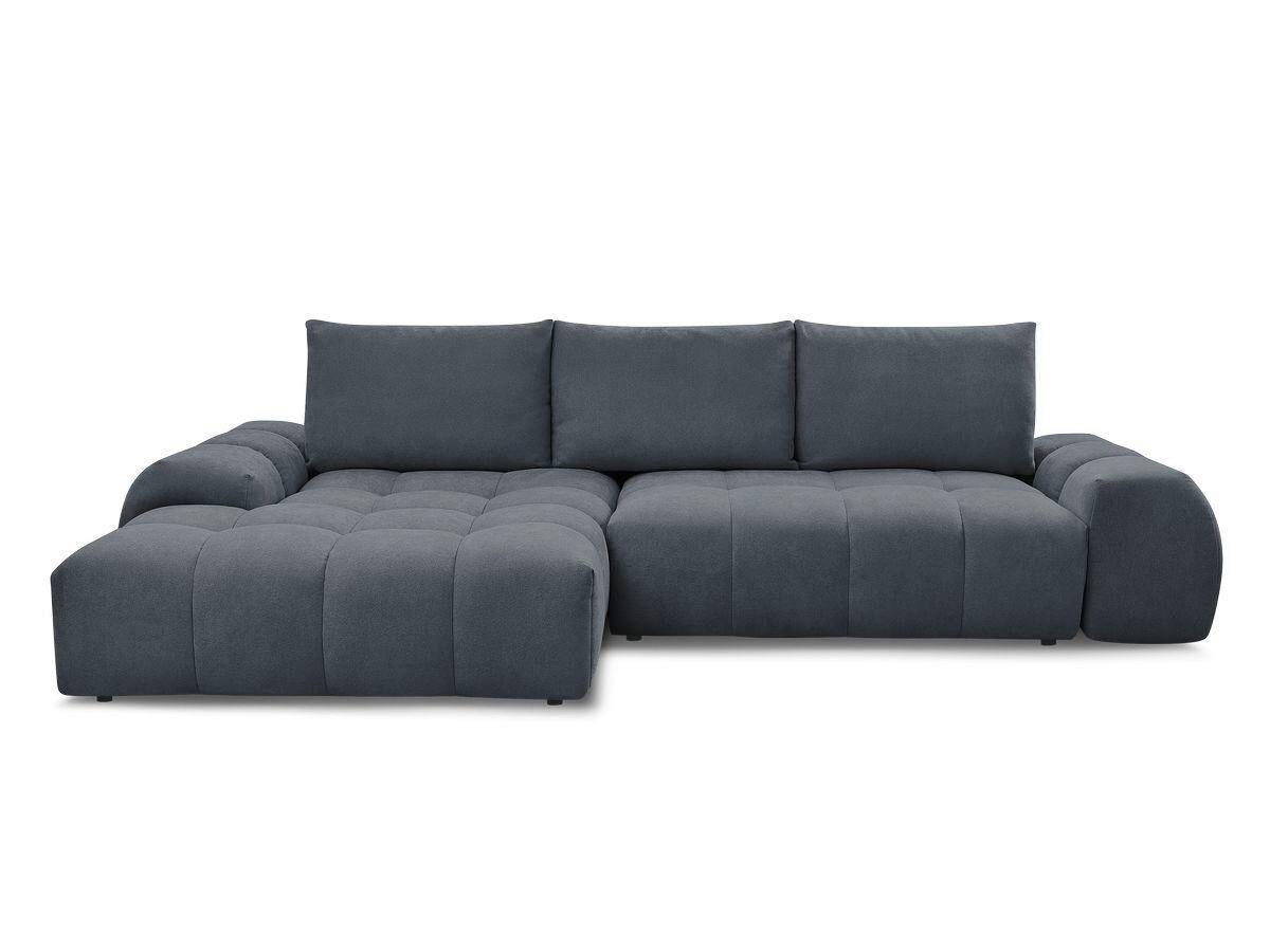 ECKSCHLAFSOFA EVEREST  mit Rücken echt, Armteil links, Armteil rechts Struktur Dunkelblau  - Schwarz/Dunkelblau, MODERN, Kunststoff/Textil (180/318cm) - Livetastic