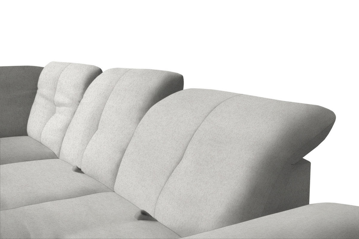 ECKSOFA Hellgrau Flachgewebe  - Hellgrau/Schwarz, Design, Textil/Metall (313/242cm) - Xora