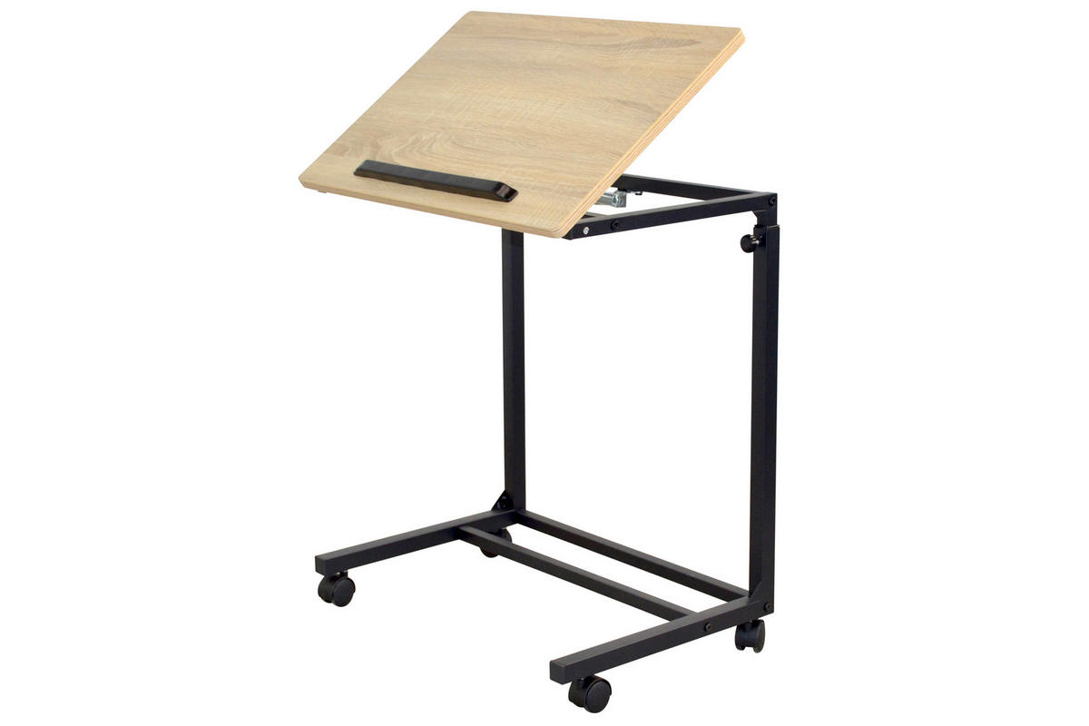 BEISTELLTISCH 55/36/62-88,5 cm Schwarz, Eichefarben rechteckig  - Eichefarben/Schwarz, Design, Holzwerkstoff/Kunststoff (55/36/62-88,5cm) - MID.YOU