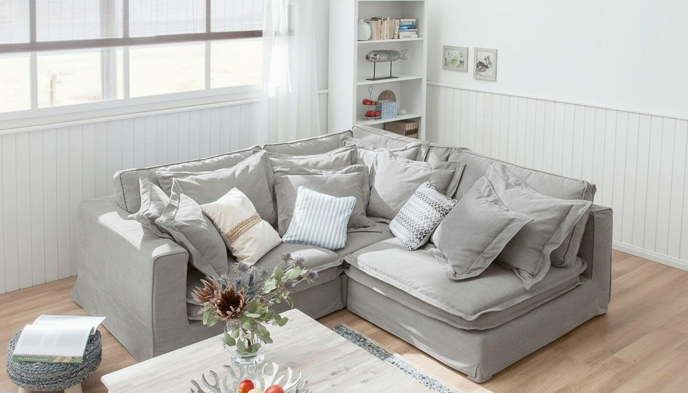 ECKSOFA Webstoff Hellgrau  - Hellgrau/Schwarz, Design, Kunststoff/Textil (222/238cm) - P & B
