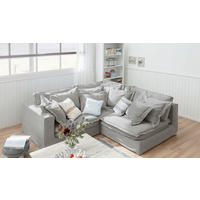 ECKSOFA Webstoff Hellgrau  - Hellgrau/Schwarz, Design, Kunststoff/Textil (222/238cm) - P & B