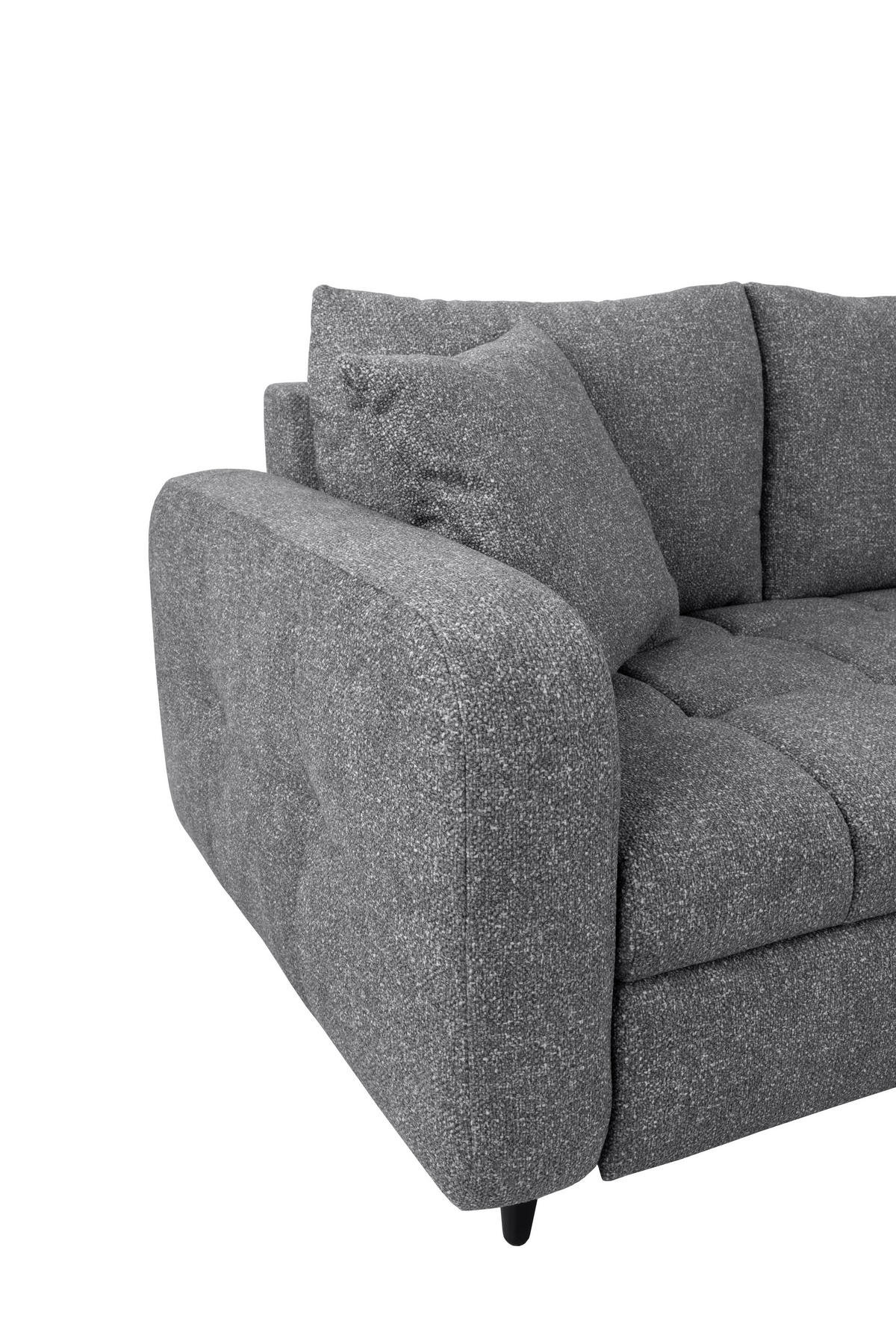 ECKSOFA in Velours Grau  - Schwarz/Grau, MODERN, Holz/Textil (282/184cm) - Lomoco