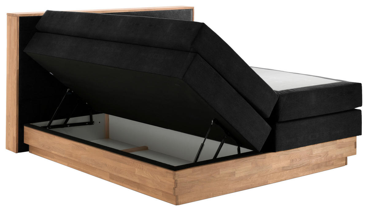 BOXSPRINGBETT 200/200 cm  in Eichefarben, Dunkelgrau  - Eichefarben/Dunkelgrau, MODERN, Holz/Kunststoff (200/200cm) - MID.YOU