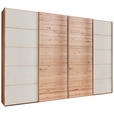 SCHWEBETÜRENSCHRANK  in Buchefarben, Champagner  - Champagner/Buchefarben, Natur, Glas/Holz (330/236/67cm) - Linea Natura