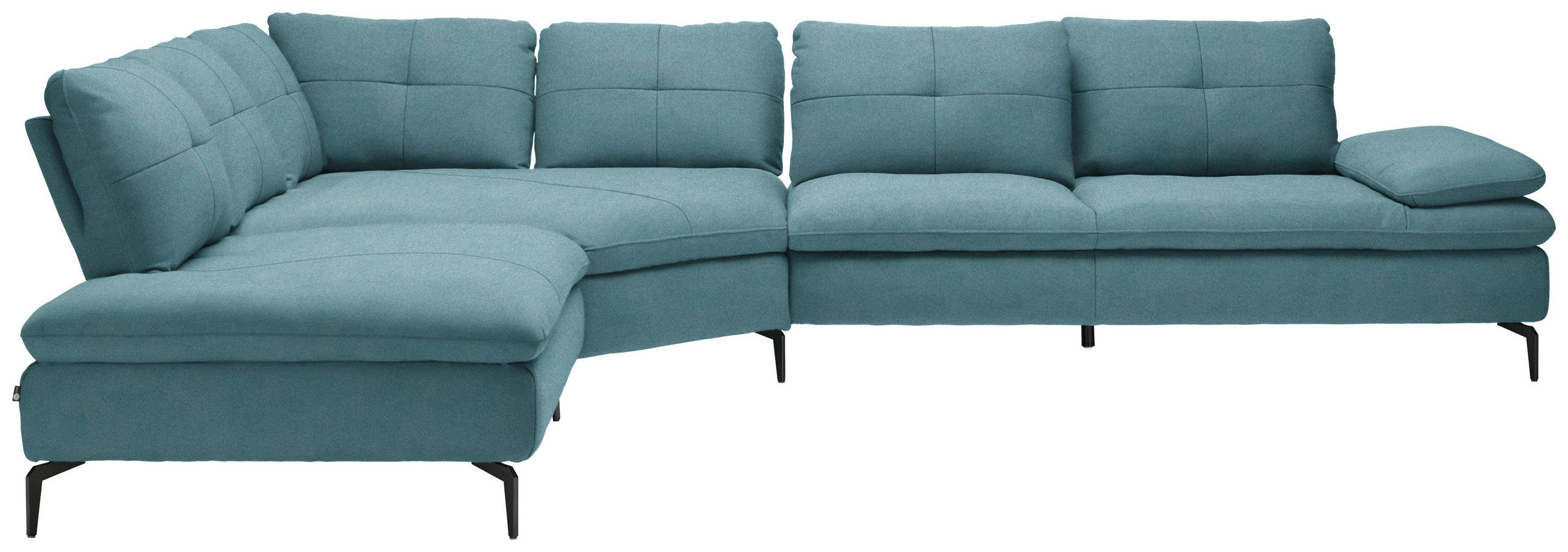 ECKSOFA in Flachgewebe Hellblau  - Schwarz/Hellblau, Design, Textil/Metall (271/344cm) - Chilliano