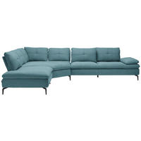 ECKSOFA in Flachgewebe Hellblau  - Schwarz/Hellblau, Design, Textil/Metall (271/344cm) - Chilliano