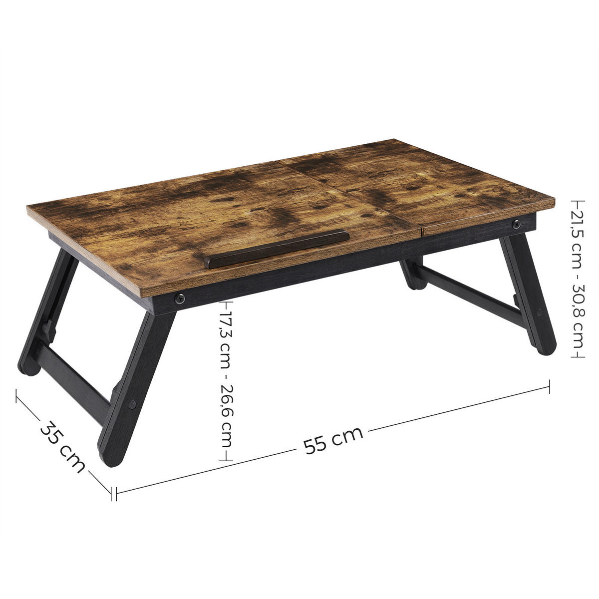 LAPTOPTISCH 55/35/21,5-30,8 cm Braun, Schwarz  - Schwarz/Braun, Basics, Holzwerkstoff (55/35/21,5-30,8cm) - Boxxx