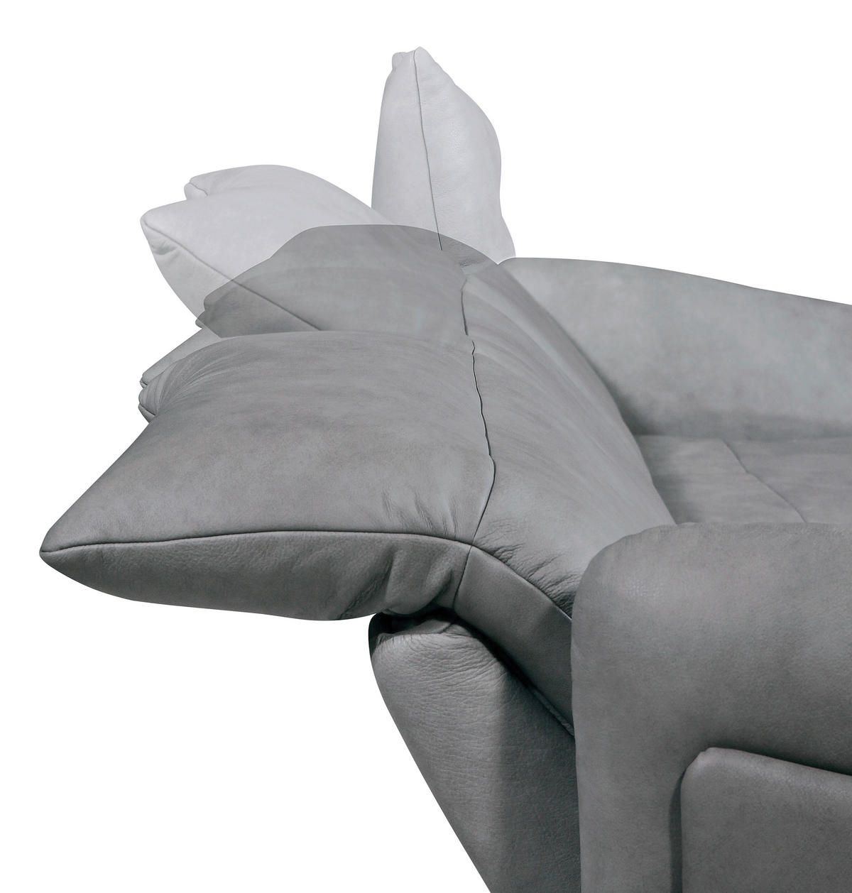 SEDEŽNA GARNITURA, pravo usnje siva  - siva/antracit, Design, kovina/usnje (285/203cm) - Himolla