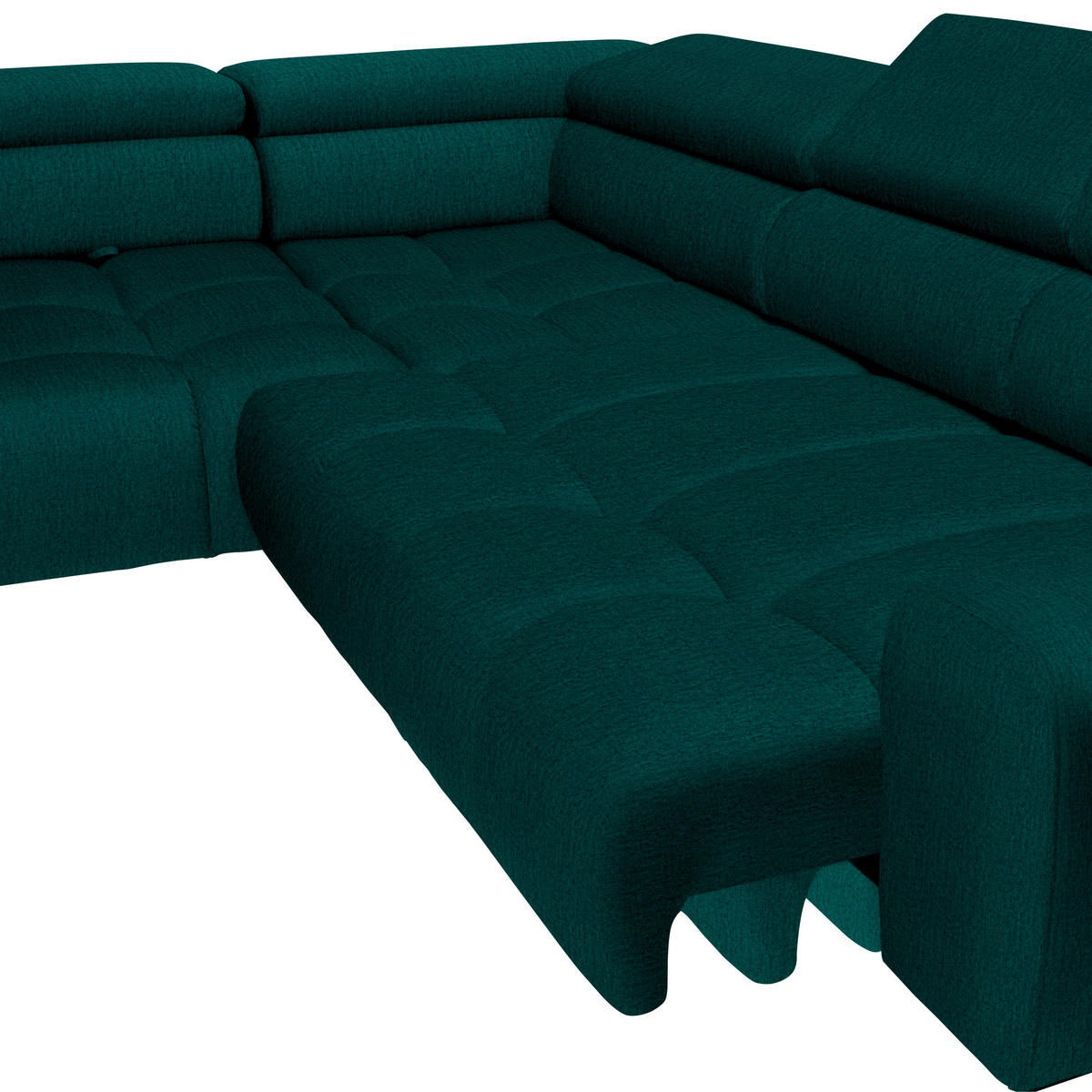 ECKSOFA in Samt, Webstoff Dunkelgrün  - Dunkelgrün/Schwarz, Design, Textil/Metall (216/300cm) - Welnova