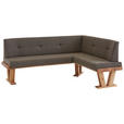 ECKBANK 155/205 cm Jacquard, Flachgewebe Braun Balkeneiche massiv   - Eichefarben/Braun, Natur, Holz/Textil (155/205cm) - Moderano