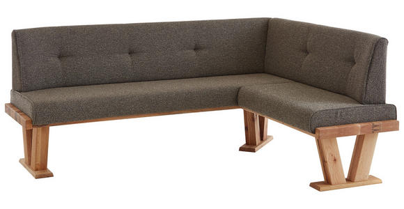 ECKBANK 155/205 cm Jacquard, Flachgewebe Braun Balkeneiche massiv - Eichefarben/Braun, Natur, Holz/Textil (155/205cm) - Moderano