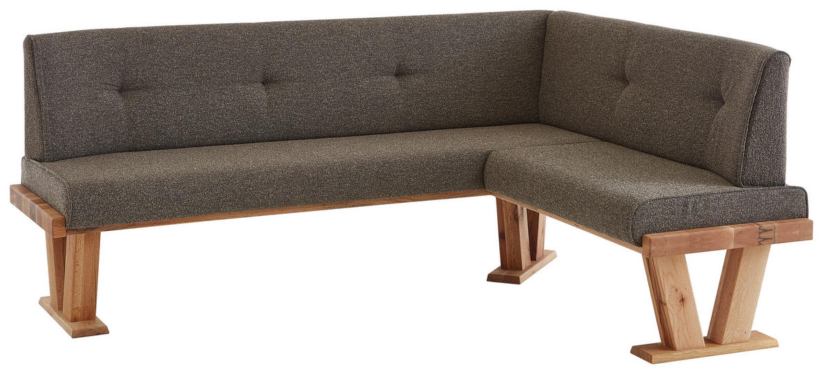ECKBANK 155/205 cm Jacquard, Flachgewebe Braun Balkeneiche massiv   - Eichefarben/Braun, Natur, Holz/Textil (155/205cm) - Moderano