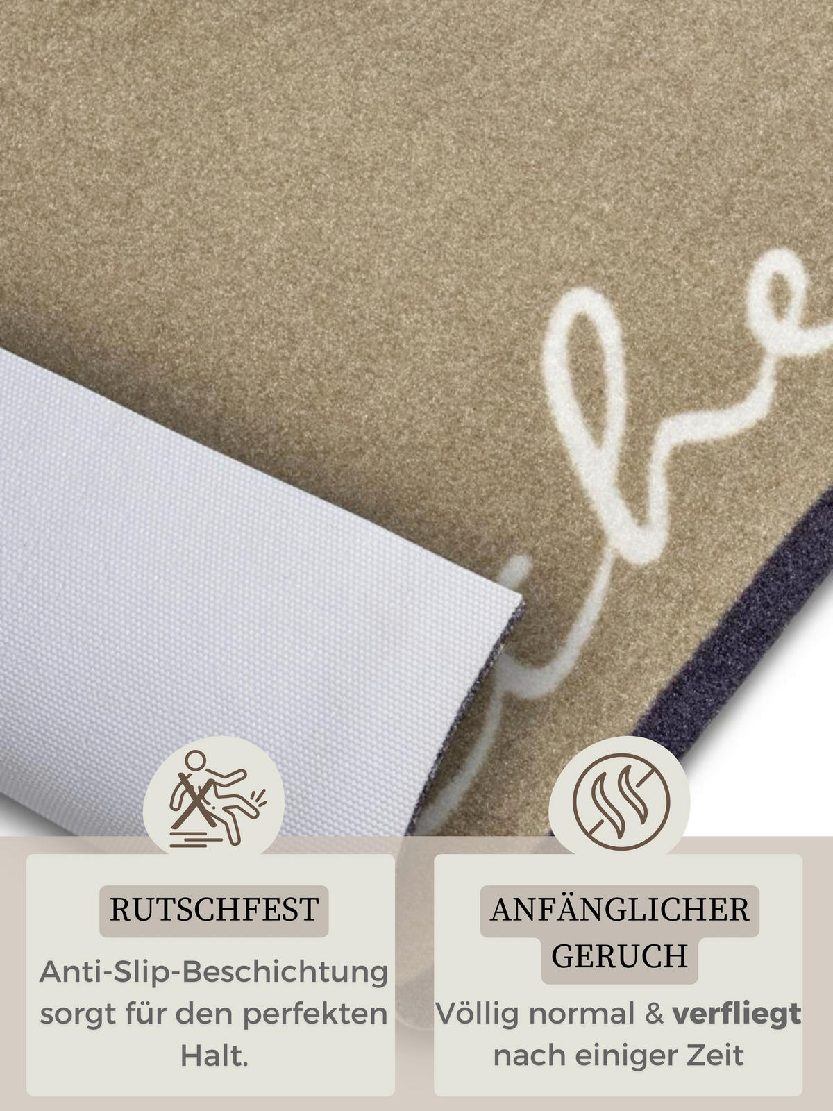 Ästhetisch: Küchenläufer (rech 50/150 cm Cook & Clean Weiß, Hellbraun  - Hellbraun/Weiß, Design, Kunststoff/Textil (50/150cm)