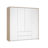 DULAP CU UȘI ROTATIVE alb, culoare lemn stejar  - alb/culoare lemn stejar, Konventionell, metal/material pe bază de lemn (197/202/58cm) - Boxxx