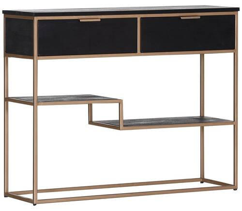 KONSOLENTISCH in Holz 100/33/80 cm    - Goldfarben/Schwarz, Design, Holz/Metall (100/33/80cm) - Lomoco