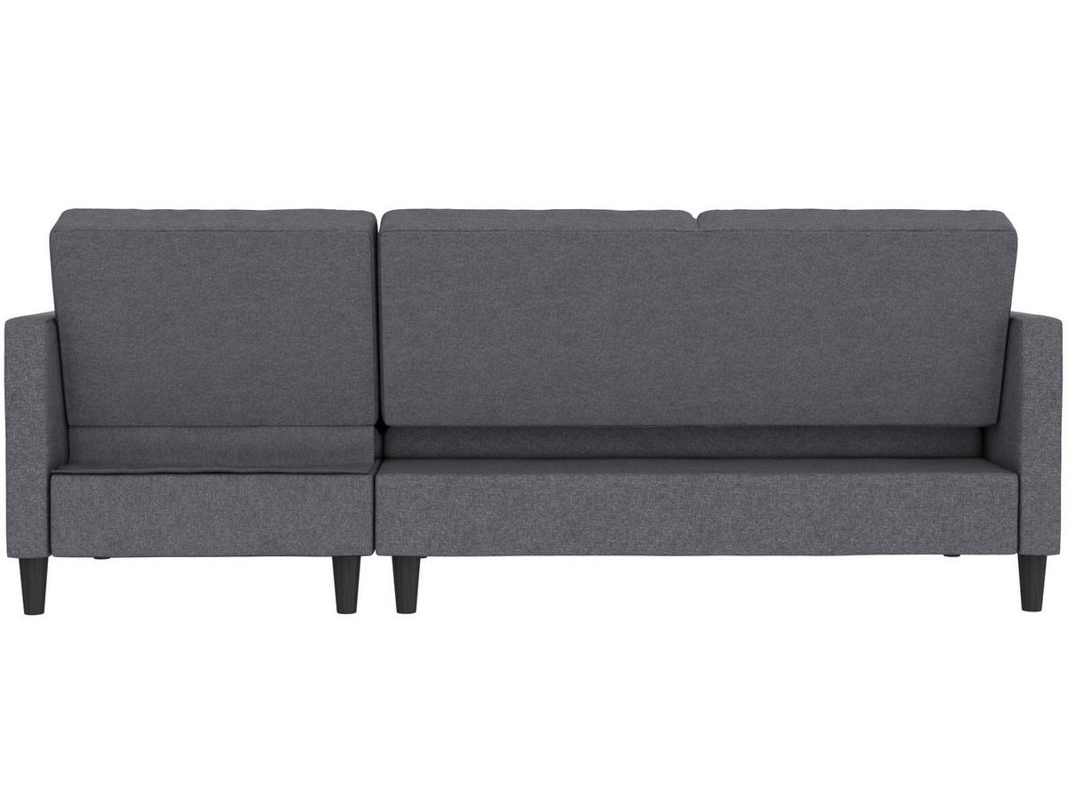 ECKSOFA PALERMO Grau Webstoff, Leinenoptik Schlaffunktion, Stauraum  - Schwarz/Grau, Basics, Kunststoff/Textil (213/154cm) - Livetastic