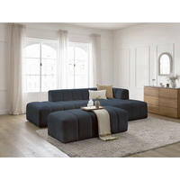 ECKSOFA  ANNECY Dunkelblau Bouclé  - Schwarz/Dunkelblau, MODERN, Kunststoff/Textil (262/170cm)