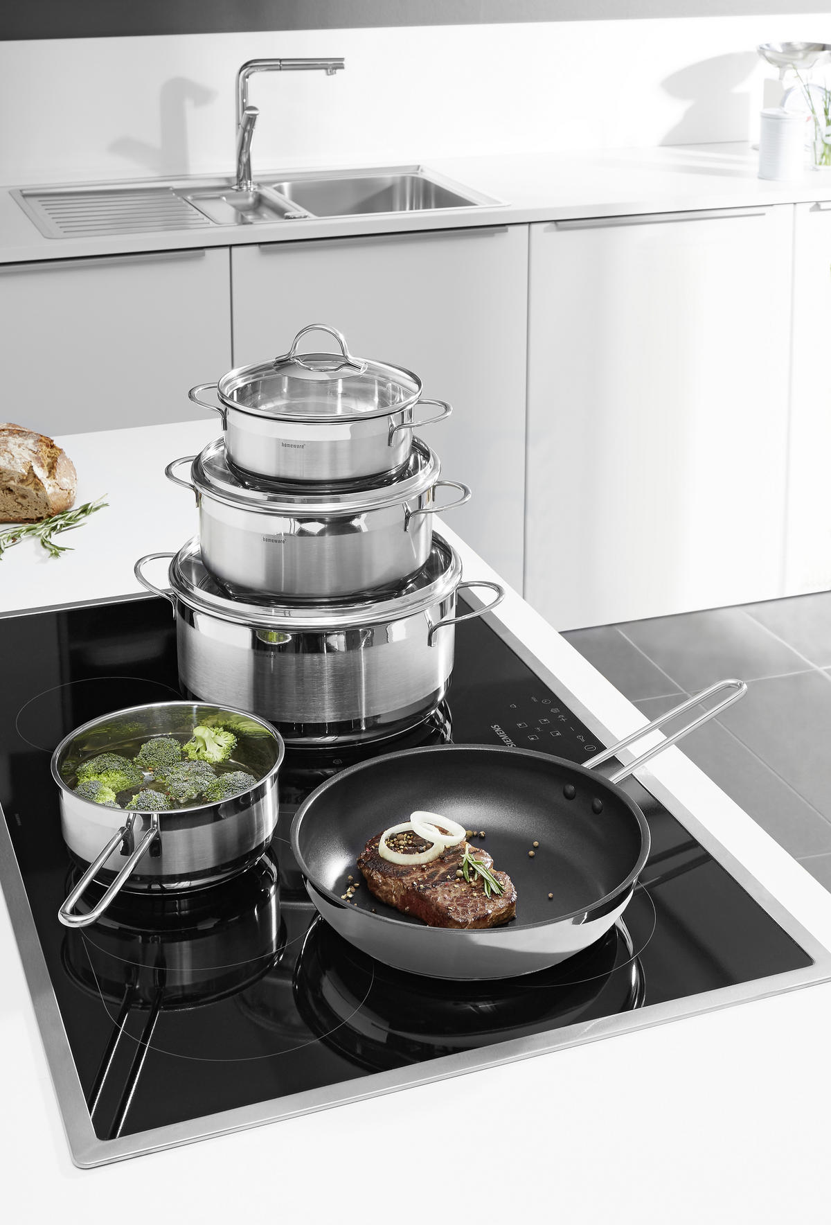 SET ŠERPI 5 delova  - prozirna/boja nerđajućeg čelika, Konvencionalno, staklo/metal - Homeware Profession.