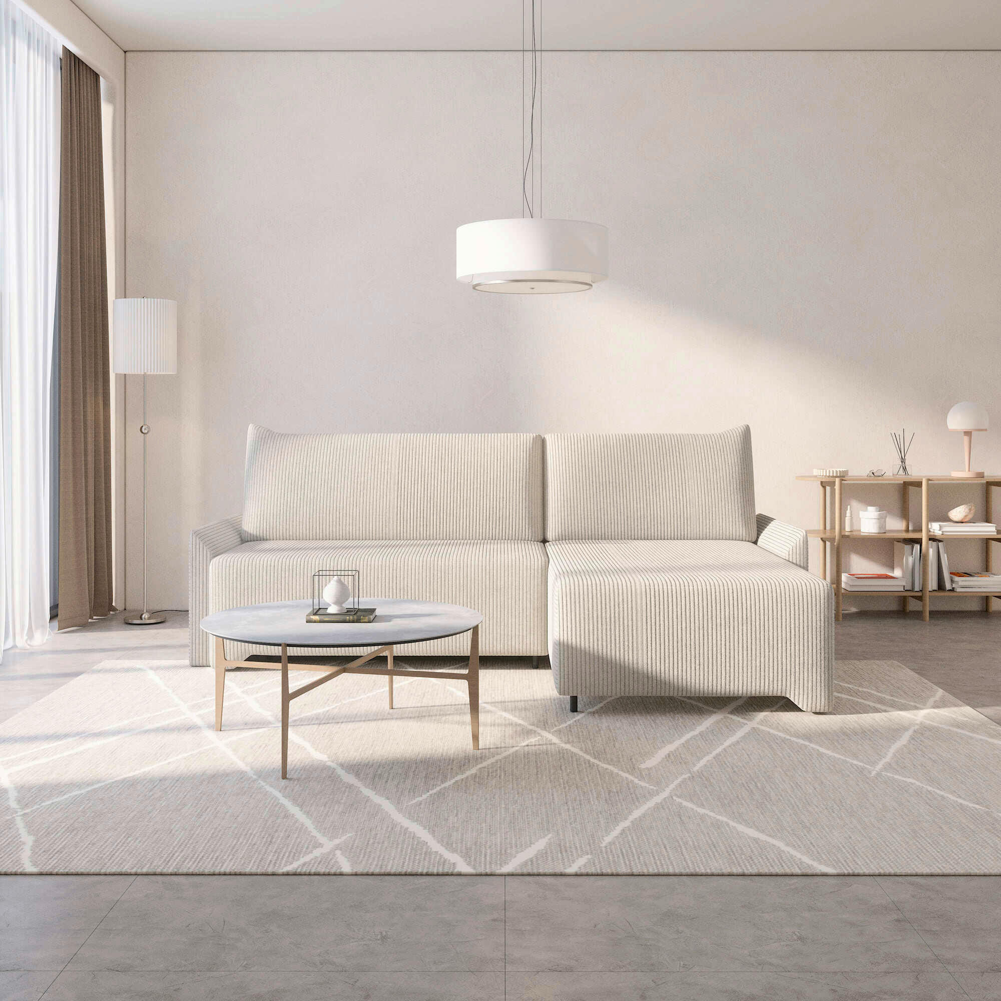 ECKSOFA LOCO in Cord Beige  - Beige, Design, Kunststoff/Textil (245/174cm) - MID.YOU