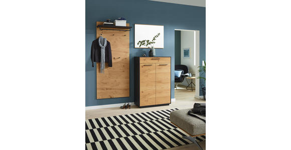 SCHUHSCHRANK 86/124/37 cm - Eichefarben/Anthrazit, Design, Holz/Holzwerkstoff (86/124/37cm) - Dieter Knoll