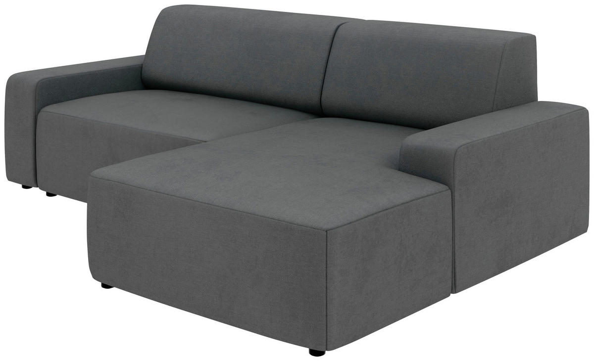 ECKSOFA in Struktur Anthrazit  - Anthrazit/Schwarz, Modern, Kunststoff/Textil (246/162cm) - Trendmanufaktur