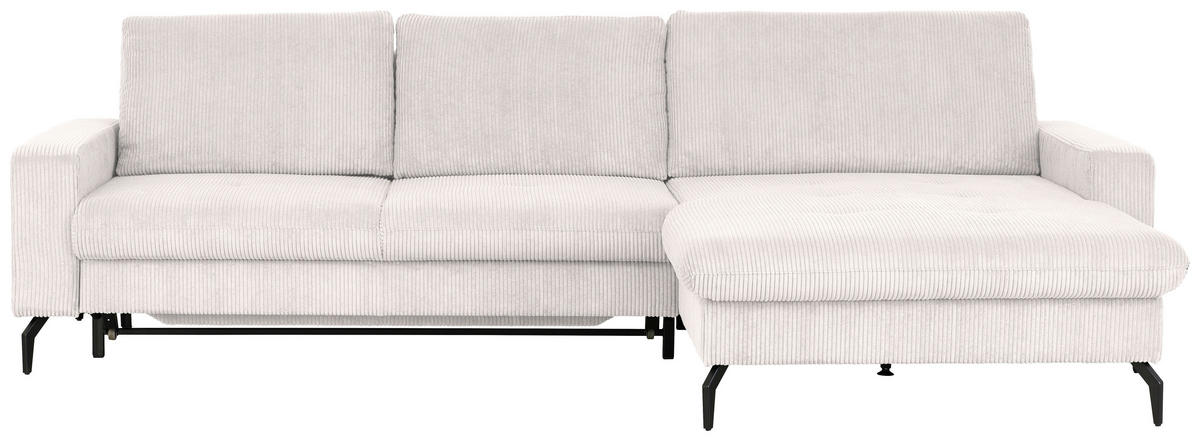 ECKSOFA in Cord Hellgrau  - Hellgrau/Schwarz, Design, Textil/Metall (302/180cm) - Venda