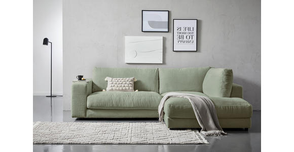 ECKSOFA  in Cord Dunkelgrün  265/224 cm  - Dunkelgrün/Schwarz, Design, Kunststoff/Textil (265/224cm) - Hom`in