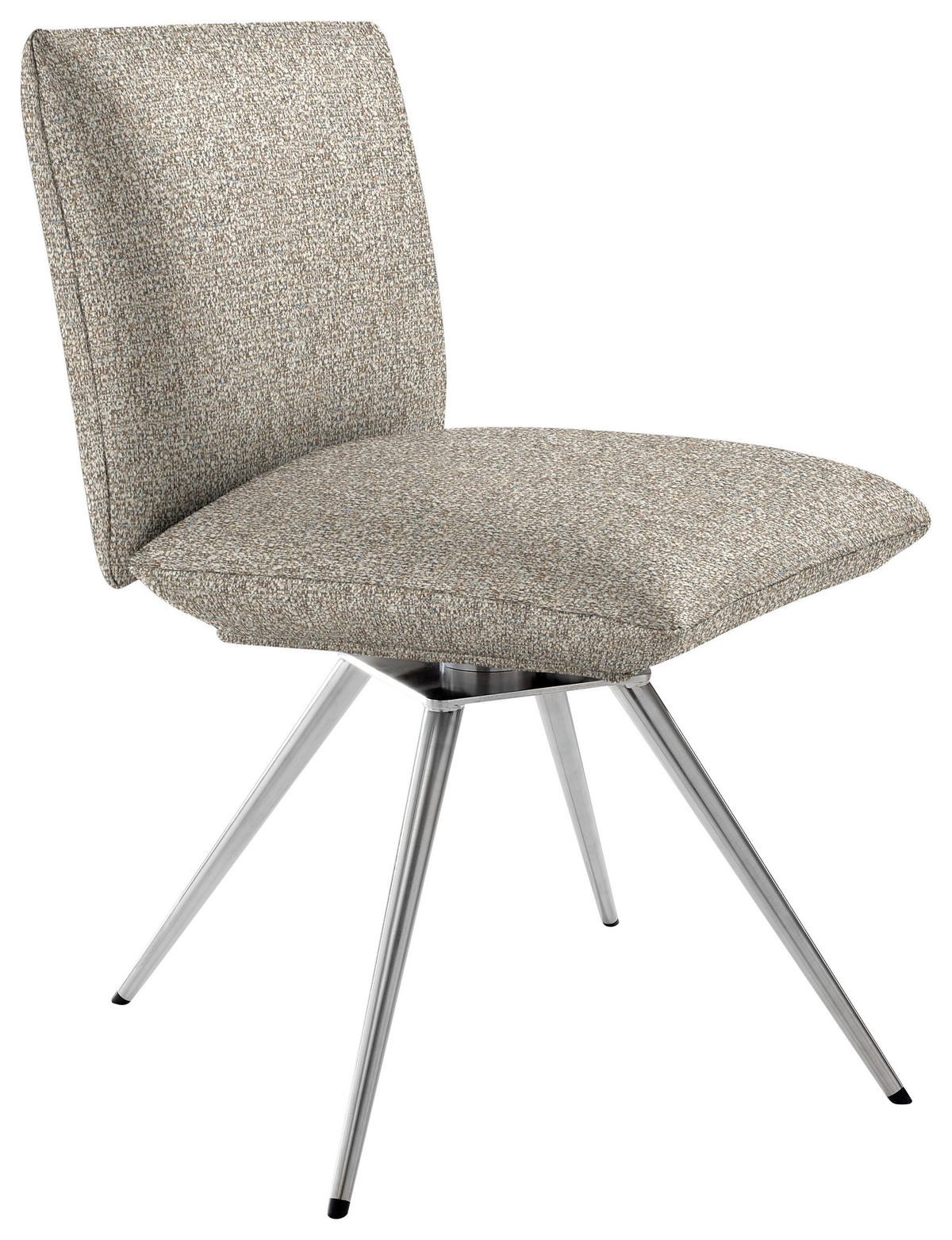 STUHL  Lederauswahl, Stoffauswahl, Sitzfläche 360° drehbar, automatische Rückholfunktion Webstoff  - Sandfarben/Edelstahlfarben, Natur, Textil/Metall (52/90/65cm) - Venjakob