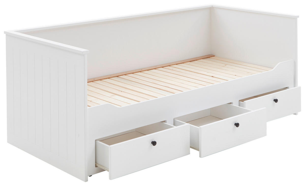 AUSZIEHBETT 90-180/200 cm  in Weiß  - Weiß, KONVENTIONELL, Holz/Holzwerkstoff (90-180/200cm) - Boxxx