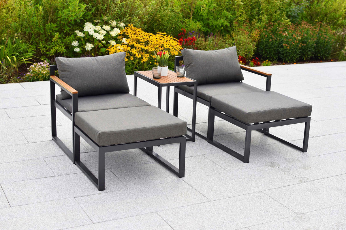 GARTENSET 11-teilig  - Graphitfarben/Naturfarben, KONVENTIONELL, Kunststoff/Textil - Gardenson
