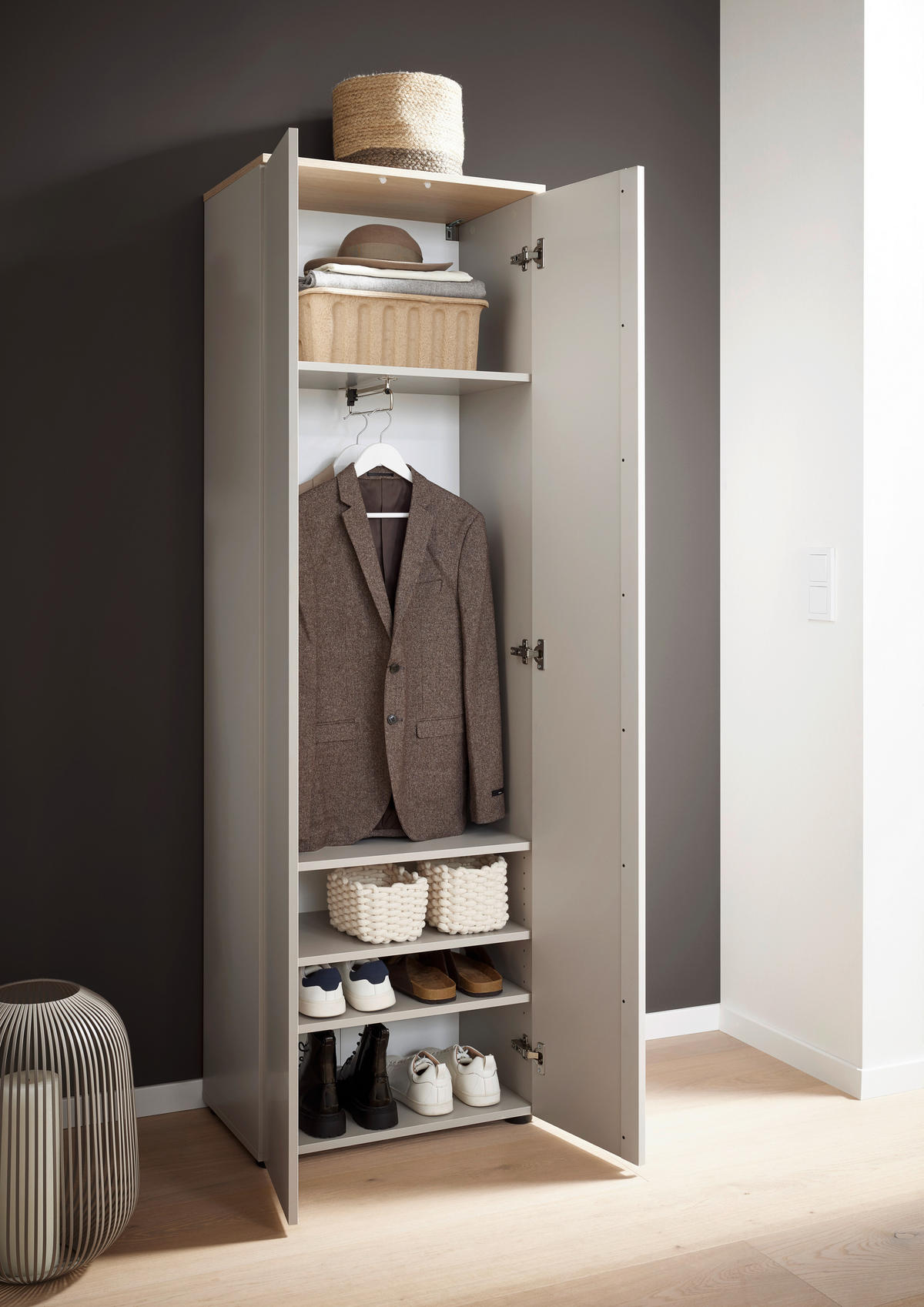 GARDEROBENSCHRANK  in 60,2/191,6/38 cm  - Kaschmir/Eichefarben, Design, Holzwerkstoff/Kunststoff (60,2/191,6/38cm) - Voleo