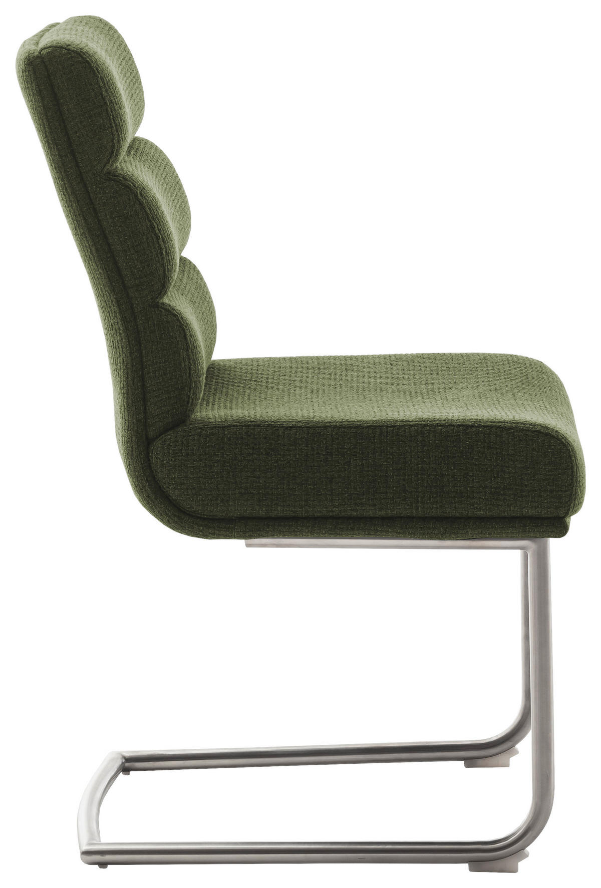 SCHWINGSTUHL  in Edelstahl Webstoff  - Edelstahlfarben/Olivgrün, Design, Textil/Metall (47/90/64cm) - Dieter Knoll
