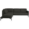 ECKSOFA in Flachgewebe Anthrazit  - Anthrazit, Design, Textil/Metall (230/254cm) - Ambiente