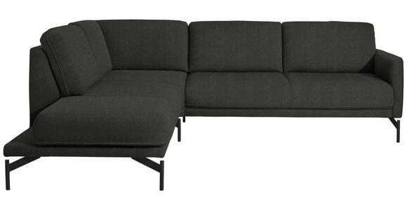 ECKSOFA in Flachgewebe Anthrazit  - Anthrazit, Design, Textil/Metall (230/254cm) - Ambiente