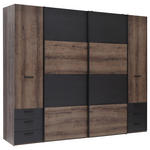 KLEIDERSCHRANK 270,3/223/61,2 cm 4-türig  - Eichefarben/Schwarz, Design, Holzwerkstoff/Kunststoff (270,3/223/61,2cm) - Carryhome