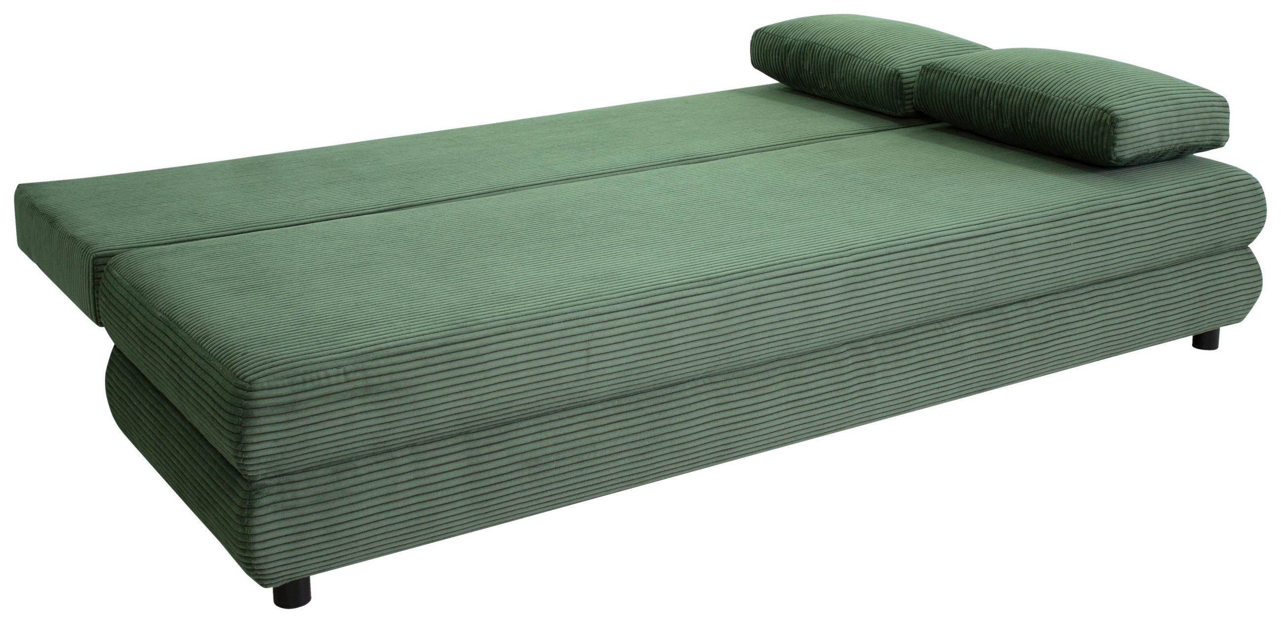 SCHLAFSOFA Cord Grün  - Schwarz/Grün, Design, Kunststoff/Textil (197/77/81cm) - home24