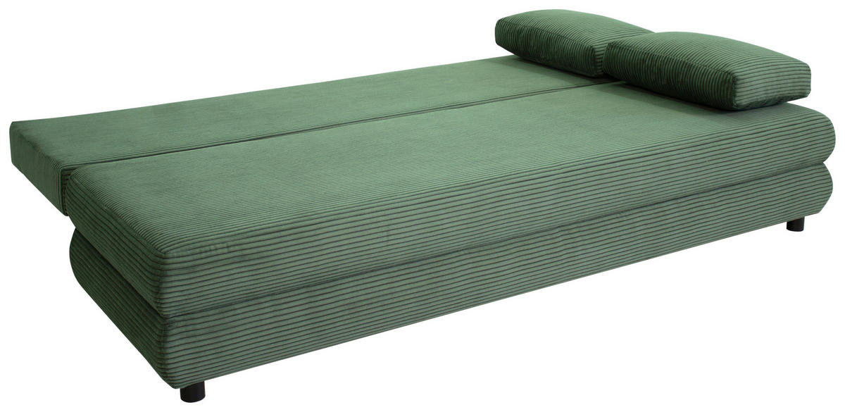 SCHLAFSOFA Cord Grün  - Schwarz/Grün, Design, Kunststoff/Textil (197/77/81cm) - home24
