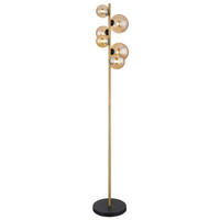 LED-STEHLEUCHTE - Messingfarben/Bernsteinfarben, Design, Glas/Metall (28,5/26,5/155cm) - Globo