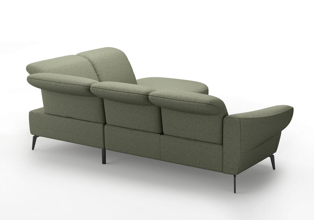 ECKSOFA in Flachgewebe Olivgrün  - Schwarz/Olivgrün, Modern, Textil/Metall (302/270cm) - Sit & More
